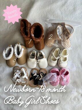 Baby Girl Shoes Bundle 0-18 Months 8 Pairs Mixed Sizes Barely Worn Set